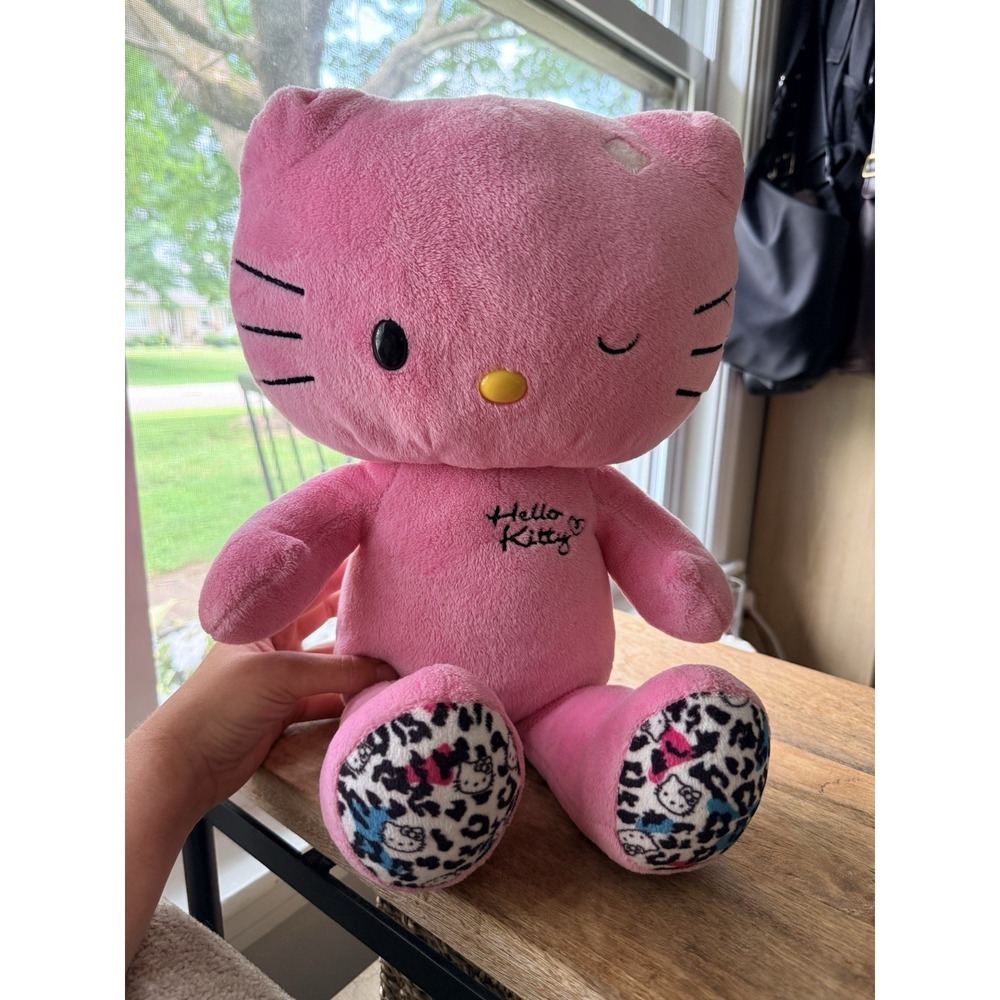 Build A Bear Hello Kitty Pink Leopard Print Paws Winking Sanrio 18" Plush NO BOW